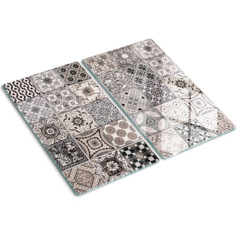 Planche de cuisine, couvre plaque, verre planche découper, verre trempé – 2 x 30 x 52 cm - Carreaux de céramique
