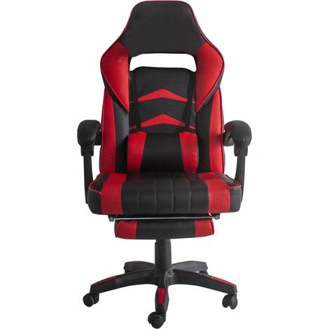 Aga Spielstuhl,Bürostuhl,Drehbarer Spielstuhl, Gamingstuhl, Racing Schreibtischstuhl, Chefsessel mit Fußstütze Schwarz - Rot