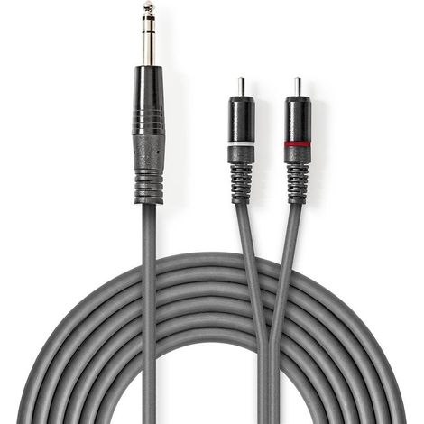 Cable de sonido estereo pasador de 635 mm 2x rca hane niquel plateado 300 metros redondo morkgra funda de carton
