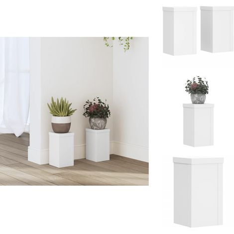 Pflanzenständer 2 Stk. Weiß 10x10x18 cm Holzwerkstoff - Blumenständer - Pflanzenständer - Indoor Pflanzenhalter - Wohnzimmer Dekoration - Minimalistisches Design (1/5)