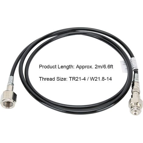 Tuyau d'Adjonction pour Machine à Soda Kit Adaptateur Hose W21.8-14 Métal Noir 2m/6.6ft (1/5)