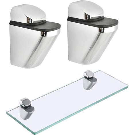 (distance d'ajustement 320 mm)Supports d'étagère réglables 2 pièces, adaptés aux pinces à verre carrées pour miroirs d'établi de maison, d'hôtel et de coiffure (1/4)