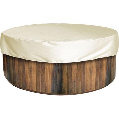 Couverture de Piscine Ronde Piscine Bâche pour Piscine,Housse de Protection Spas Imerméable 100% Résistant Aux UV 190T, pour Extérieur Spa Baignoire, Beige, 190x30cm