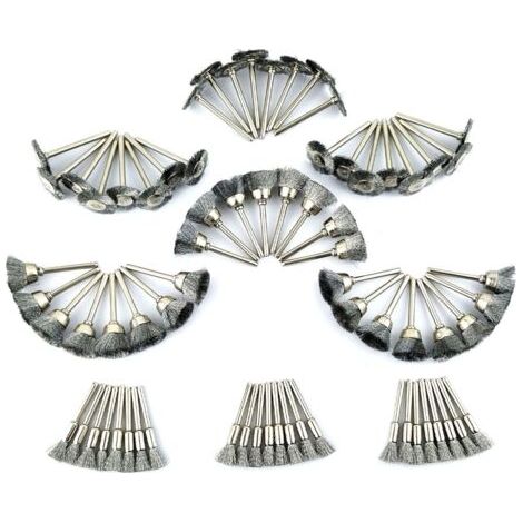 Brosse Métallique en Acier de Polissage pour Dremel 90pcs, Brosse Couronne Brosse Boisseau Brosse Pinceau 30pcs pour Chaque, Brosse Bout Brosse Plates Mini Outils Rotatifs DIY (1/5)