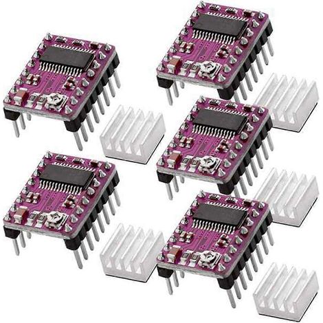 Lot de 5 cartes de commande de moteur pas à pas StepStick DRV8825, contrôleur de moteur pas à pas, module de moteur pas à pas avec dissipateur thermique. (1/4)