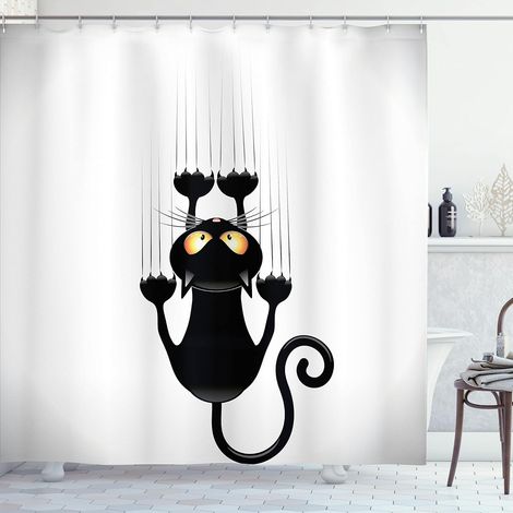 Rideau de douche à motif chat amusant, rideau de douche imperméable à imprimé animal