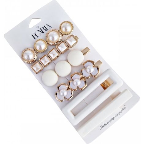 Ecarla Set eleganter Haarspangen Weiß SP256 6-teilig (1/2)