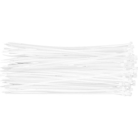Attache De Câble - 2 5 X 200 Mm - Blanc - Pour Fixation Fils Et Faisceaux Électriques - 100 Pièces (1/4)