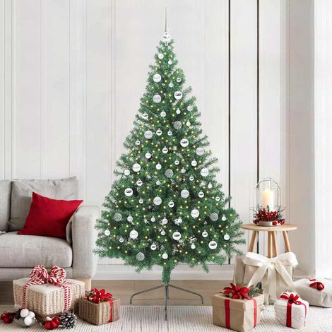 Künstlicher vorbeleuchteter Weihnachtsbaum Grün 210 cm PVC