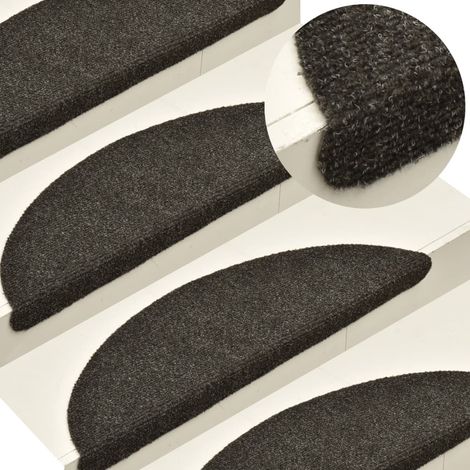 Stufenmatten Selbstklebend 10 Stk. 65x21x4 cm Anthrazit Halbrund Groß vidaXL