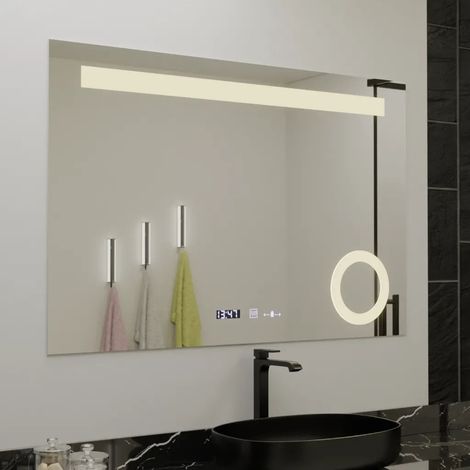 Miroir LED 120x80 Desembuage Thermometre Loupe Cosmetique (1/5)