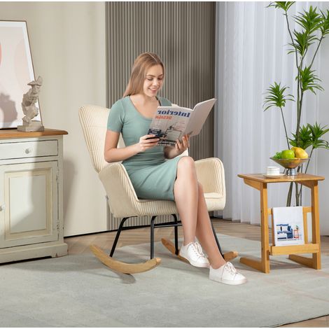 Fauteuil salon bascule relax dossier haut beige OKMYHOME (1/4)