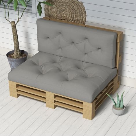 Cojín de asiento con costuras capitoné, gris claro, 120 x 80 x 12 cm (1/5)