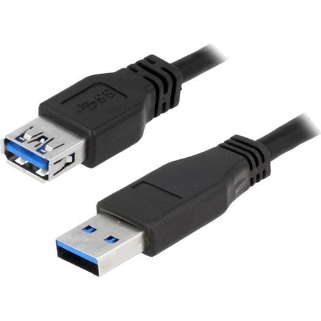 Cable USB 3.0 USB A femelle USB A male 3m - Noir