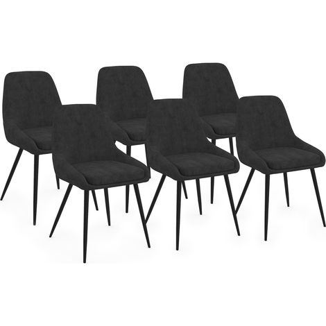 Lot de 6 chaises THALYA en velours noir avec accoudoirs