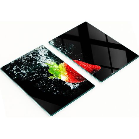 Küchenschneidebretter aus Glas mit Erdbeermotiv, 2 x 40 x 52 cm (1/5)
