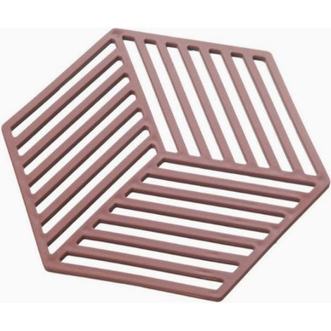 Paquete de 10 cojines aislantes hexagonales de TPR a rayas - Suaves, duraderos, fáciles de limpiar - Rojo. (1/5)