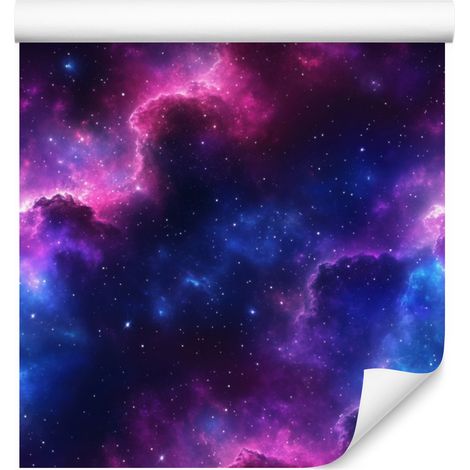 Papel pintado Galaxia en acuarela en violeta, azul marino e índigo 50x1000 cm (1/5)