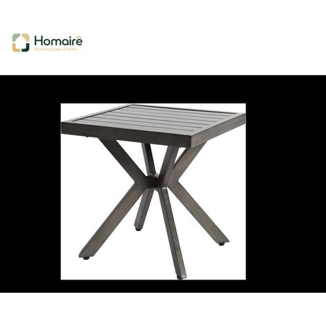 HOMAIRE Table d'appoint carrée en aluminium extérieur, résistante aux intempéries et facile d'entretien, gris foncé (1/5)