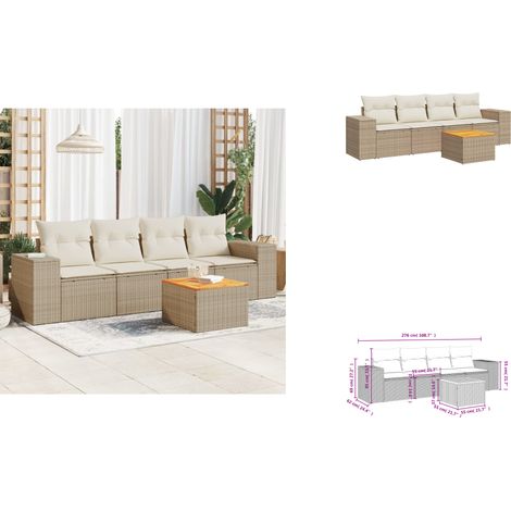 Salon de jardin avec coussins 5 pcs beige résine tressée - Ensemble Salon De Jardin - Meuble Extérieur - Résine Tressée - Rotin Synthétique - Fauteuil Jardin (1/3)