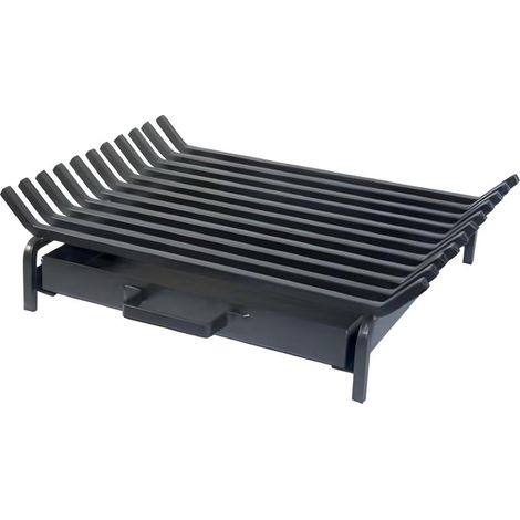Grille horizontale avec tiroir pour bois de chauffage – Dimensions 50 x 40 cm – Structure stable avec tiroir récupérateur – Visiodirect