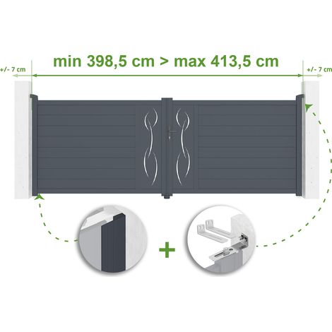 Puerta batiente regulable ancho LIFE 4m Alt.140cm aluminio Gris antracita (1/4)