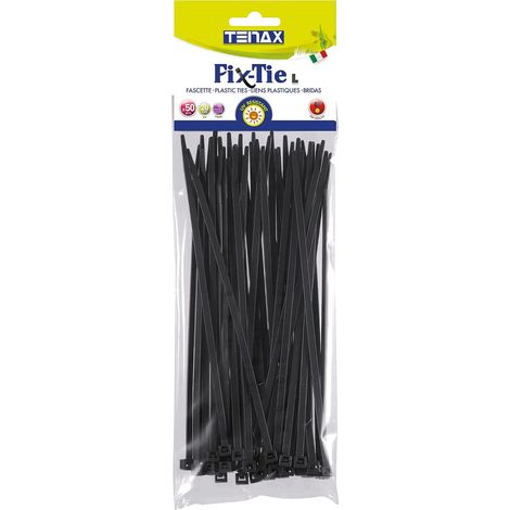 50 - Attache Plastique - Serre-câble Jardin - Fixation Filets Clôtures Haies - Résistant UV Intempéries - Noir - 20x0,48cm (1/3)