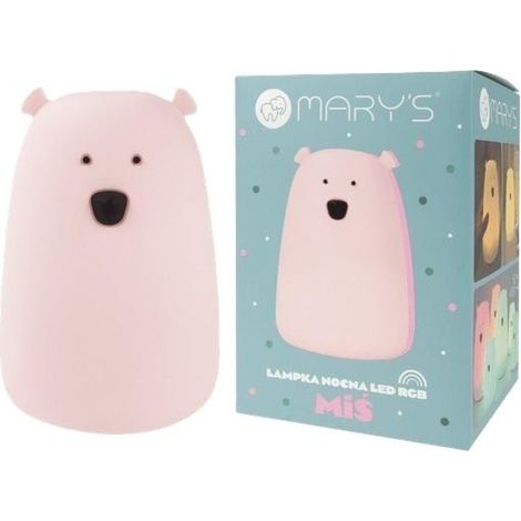 Lámpara de noche LED RGB+WW + oso de peluche grande rosa con control remoto