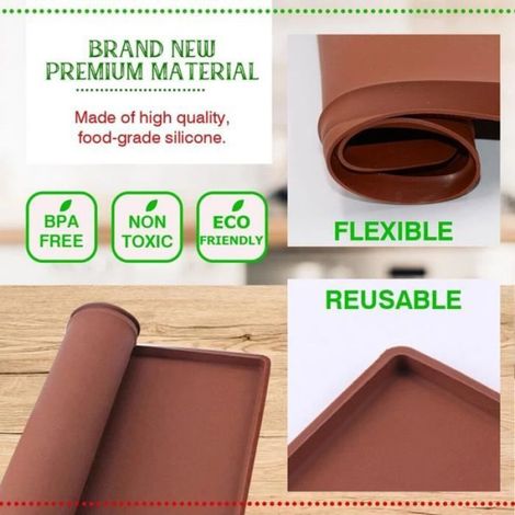 Tapis de cuisson - Silicone Alimentaire - 31 x 26 cm - Pour Rouleaux Suisses Et Pâtisserie - 1 Pièce (1/4)