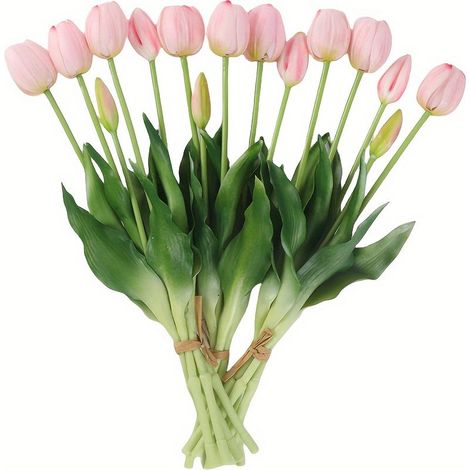 3 pièces Bouquet de Tulipes Artificielles Real Touch - Parfait pour les Mariages, Les Fiançailles, La Décoration de Maison et de Jardin Pas de Vase Inclus (1/5)