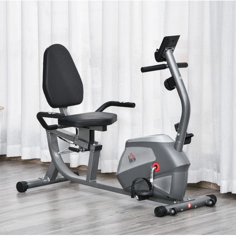 Liegeergometer 136x62,5x98 cm aus grauem Metall mit LCD-Display für Homegym – MEUBLIV (1/5)