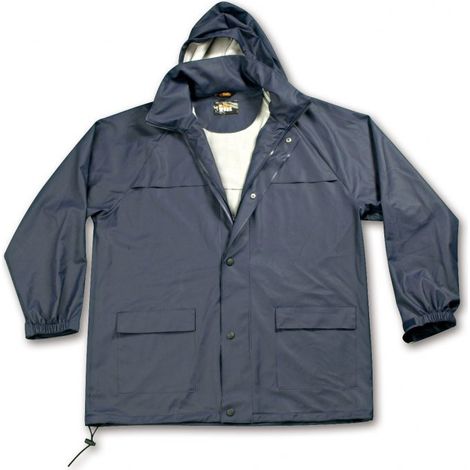 CHAQUETA DE TRABAJO DE PVC IMPERMEABLE AZUL L - BE 079790003 (1/5)