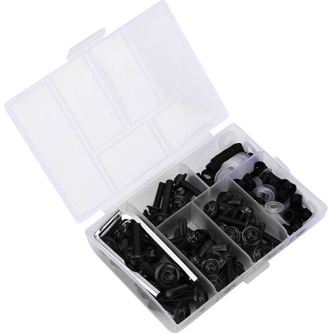 Kit universel de 158 pièces comprenant boulons, rondelles et clés pour carénage, accessoires moto, noir. (1/5)