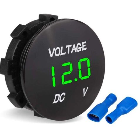Voltmètre numérique LED 12 V / 24 V pour véhicule (voiture, moto, camion, bateau) – écran vert, alimentation continue, montage facile (1/5)