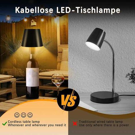 1 exemplaire. Couleur : Noir. Matériau : Lampe bouteille en plastique. Lampe bouteille LED. Lampe de bureau à intensité variable. Capacité : 2000 mAh.