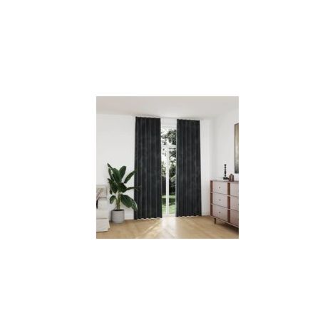 Tende oscuranti con ganci, 2 pezzi, velluto, antracite, 140 x 245 cm - Crezuo (1/4)