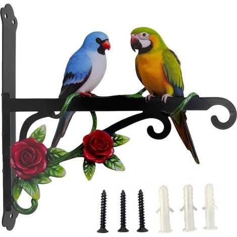 Supports de panier à suspendre en plein air, crochets muraux pour paniers suspendus et mangeoires à oiseaux, support mural en métal antirouille décoratif (1/5)