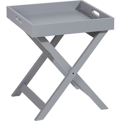 Table Basse d'Appoint Pliable avec Plateau Détachable Grise Très Pratique et Fonctionnelle pour Salon Minimaliste et Scandinave Beliani