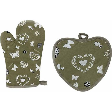 Set presina e guanto da cucina in cotone con imbottitura guanti presine da forno isolante Beige (1/5)