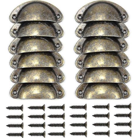 Set mit 12 antiken Messing-Türgriffen für Vintage-Küchenschränke (1/5)
