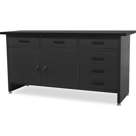 Établi d’atelier HENRY, 1700 x 850 x 600 mm, All Black: noir