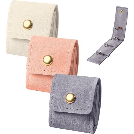 Ensemble de rangement pour bijoux, 3 pièces : boîte à bijoux, mini pochette de voyage avec fermeture, étui à bijoux pliable, idéal pour bagues, colliers et boucles d’oreilles (1/5)