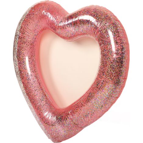 Bouée cœur pailletée rose doré pour piscine, flotteur gonflable pour enfants et adultes 120cm