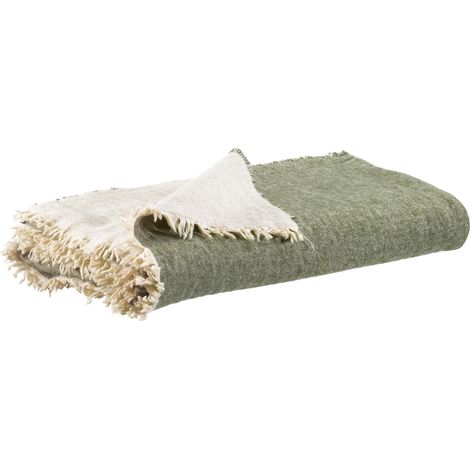 VIVARAISE - Plaid décoratif Vivaraise Bruna en tissu kaki - 130 x 180 cm (1/3)