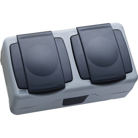 Enchufe Doble Schucko 2p TT Superficie Makel IP55 36064201 (1/3)