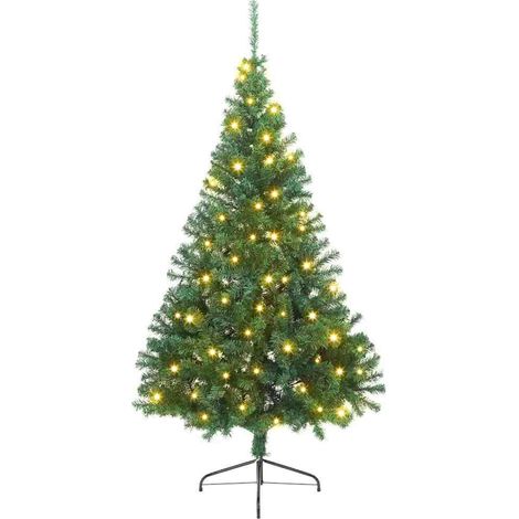 Sapin de Noël  Arbre de Noël artificiel pré-éclairé Vert 180 cm PVC (1/5)