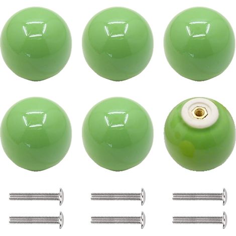 6 boutons de placard en céramique, ronds colorés, poignées de tiroir vertes avec vis pour meubles, cuisine, salon. (1/5)