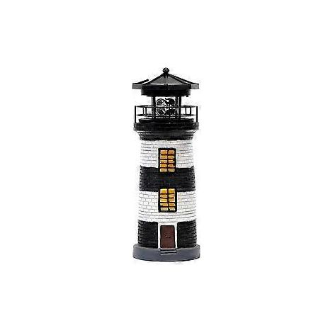 Phare solaire et rotatif en résine pour jardin (noir et blanc) (1/5)