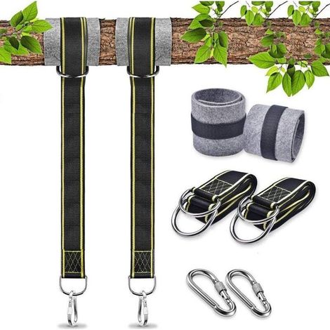 Hängematten-Aufhängegurt, Hängesesselbefestigung, Zubehör für Gartenschaukeln, Sicherheitskarabiner, Schaukelgurt für Bäume, Hängemattenschaukel (2 x 1,5 m) (1/5)