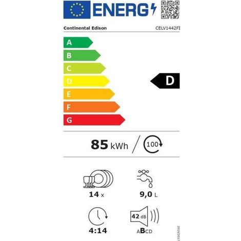 Continental Edison Einbaugeschirrspüler weiß 14 Maßgedecke